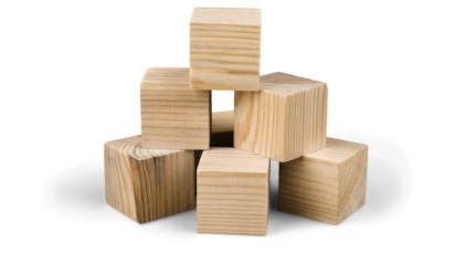 A stack of wooden cubes