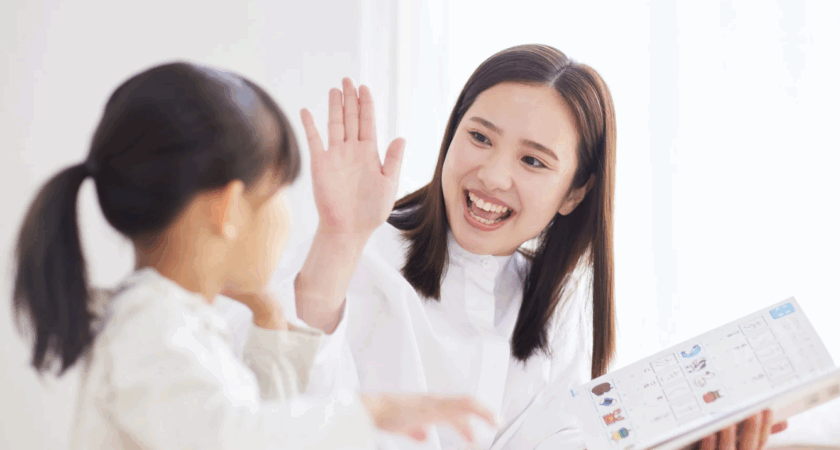 A mom helping with her daughter's homework