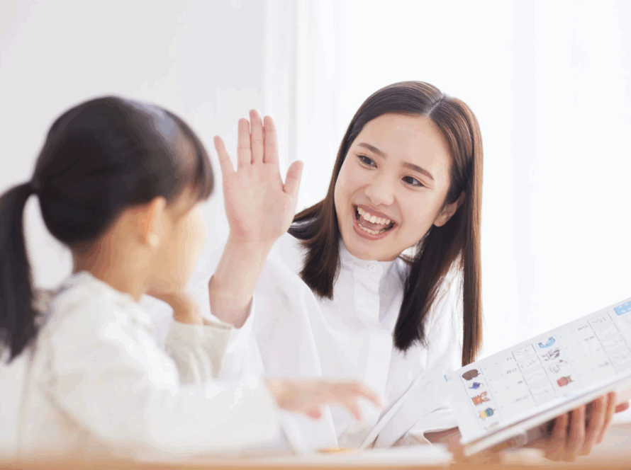 A mom helping with her daughter's homework