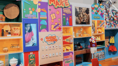 Layout of Play + Make workshop in the Children's Museum, perfect for family fun